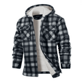 CUBECIRCLE Plaid Fleece Hoodie Coat with Full Zip Closure, Warm Winter Shacket with Chest Pockets, Casual Outdoor Work Jacket for Fall Travel and Daily Wear